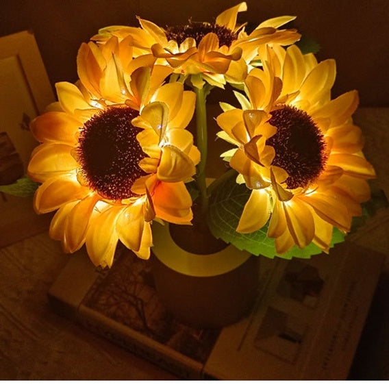 Uppladdningsbar Solros LED Simulerad Nattlampa Bordslampa Dekorativa Blommor Skrivbordslampa för Restaurang, Hotell, Bröllop och GÄva