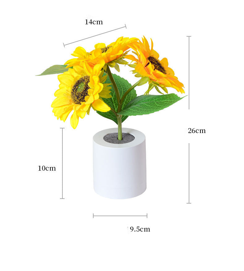 Uppladdningsbar Solros LED Simulerad Nattlampa Bordslampa Dekorativa Blommor Skrivbordslampa för Restaurang, Hotell, Bröllop och GÄva